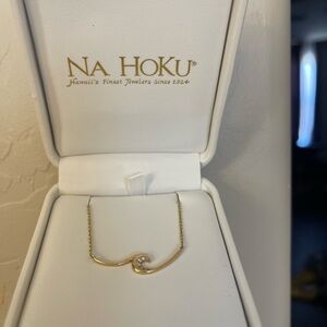 14KY Na Hoku Ocean Swell Diamond Pendant with a permanent attached 18” chain